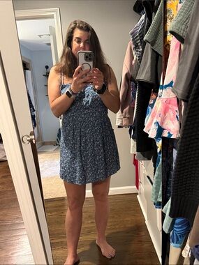 Blue Floral Smocked Sundress
